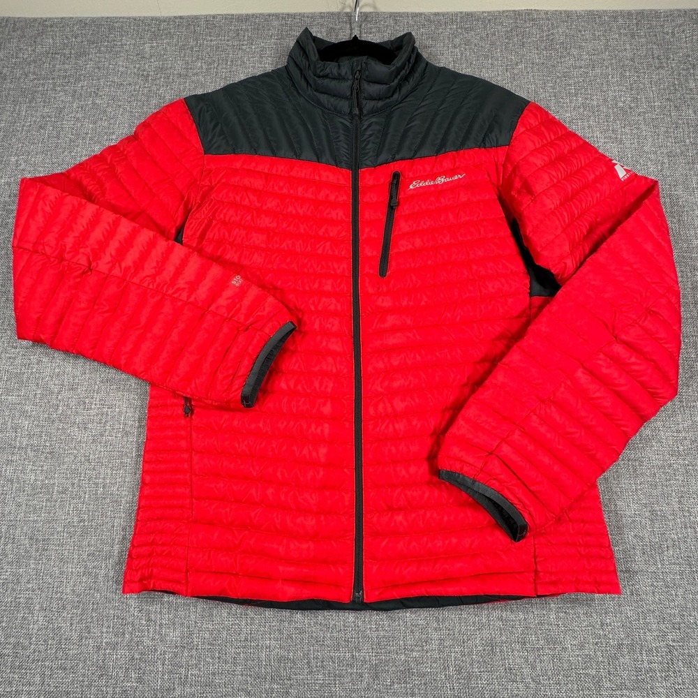 Eddie Bauer First Ascent Down Puffer Jacket Mens M Red StormDown 800 Quilted